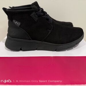Ryka ‘Candid’ Water Repellent Wedge Ankle Bootie in Black Leather. Size 7.